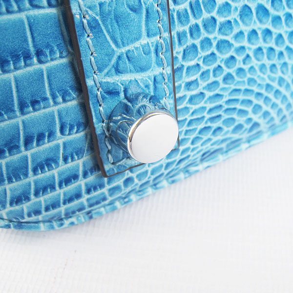 Replica Hermes Birkin 30CM Crocodile Head Veins Bag Light Blue 6088 On Sale - Click Image to Close